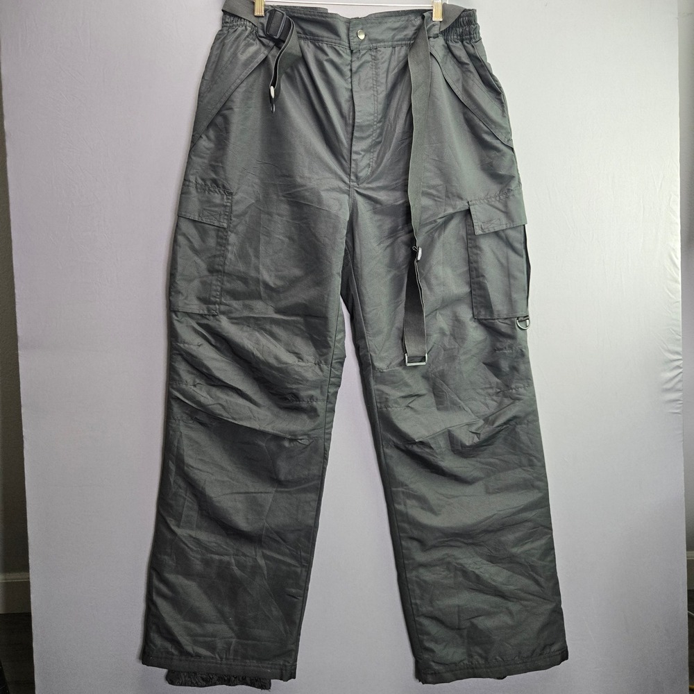 Iceburg Snow Pants XL Black Insulated Cargo Ski Snowboard Winter Belted Mens